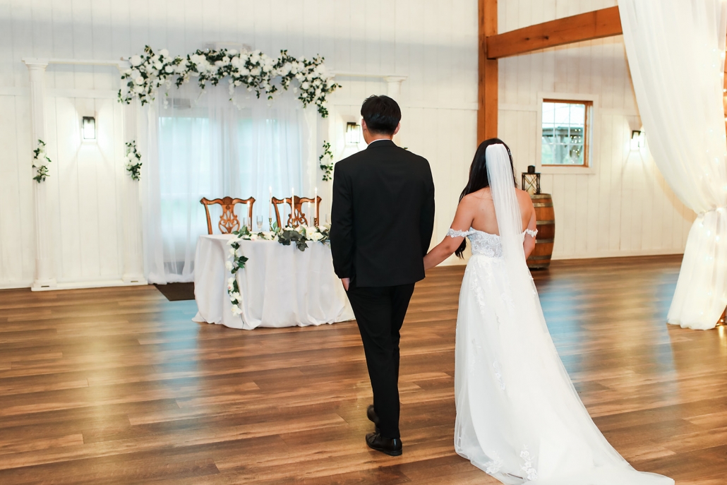 Reception reveal with newlywed couple